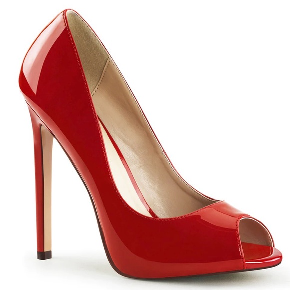 Pleaser Shoes - Red Pleaser Sexy-42 Patent Leather Heels